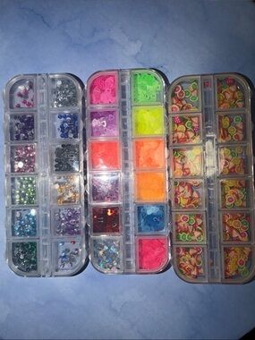 Nail Art Rhinestone & Fruit Slice Sequin Kit - Multicolor
